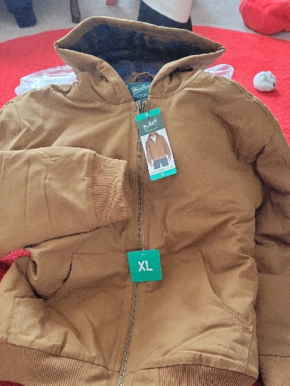 Woolrich Canvas Hooded Jacket in Brown/Tan
